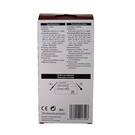 Calculator stiintific Sharp, 10 digits, 273 functiuni, 161x80x15mm, dual power, negru/verde [4]