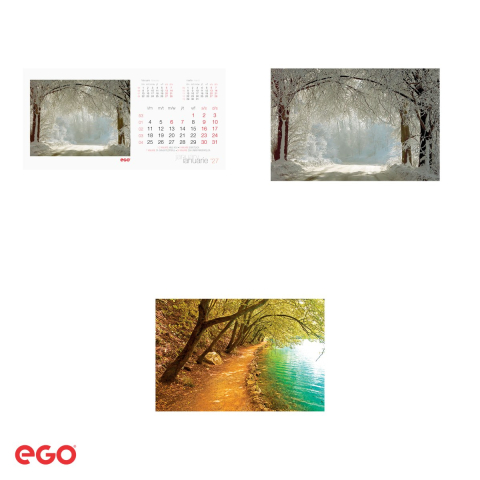 Calendar de birou Ego Alei, 13 file, 20x10 cm, cu spira metalica [3]