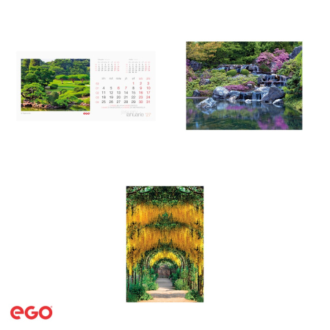Calendar de birou Ego Gradini, 13 file, 20x10 cm, cu spira metalica [3]