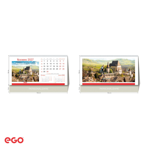 Calendar de birou Ego Romania, 13 file, 20x10 cm, cu spira metalica [3]