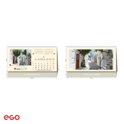 Calendar de birou Ego Strazi, 13 file, 20x10 cm, cu spira metalica [3]
