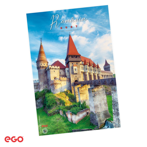 Calendare - Calendar de perete Ego Romania, 13 file, 31.4x46 cm, cu spira metalica