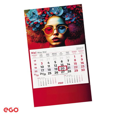 Calendare - Calendar de perete Ego Triptic pliat, 12 file, 32x48 cm