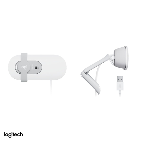 Camera web Logitech Brio 100, Full HD 1080p, USB-A, corectie a luminii RightLight 2, microfon incorporat, capac de intimitate glisant, alb crem, 960-001617 [4]