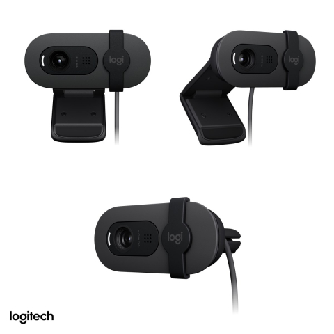 Camera web Logitech Brio 100, Full HD 1080p, USB-A, corectie a luminii RightLight 2, microfon incorporat, capac de intimitate glisant, grafit, 960-001585 [3]