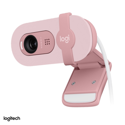 Accesorii IT - Camera web Logitech Brio 100, Full HD 1080p, USB-A, corectie a luminii RightLight 2, microfon incorporat, capac de intimitate glisant, roz, 960-001623