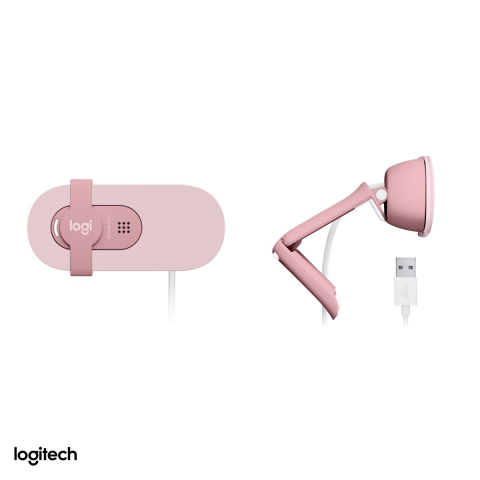 Camera web Logitech Brio 100, Full HD 1080p, USB-A, corectie a luminii RightLight 2, microfon incorporat, capac de intimitate glisant, roz, 960-001623 [4]