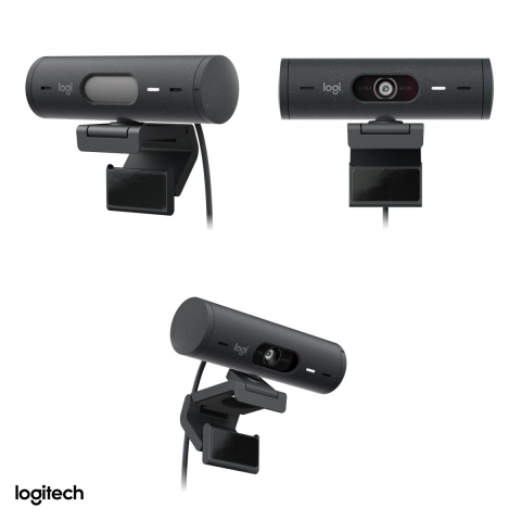 Camera web Logitech Brio 500, Full HD 1080p cu HDR, USB-C, Show-Mode, microfoane stereo cu reducere a zgomotului, capac de intimitate, grafit, 960-001422 [3]