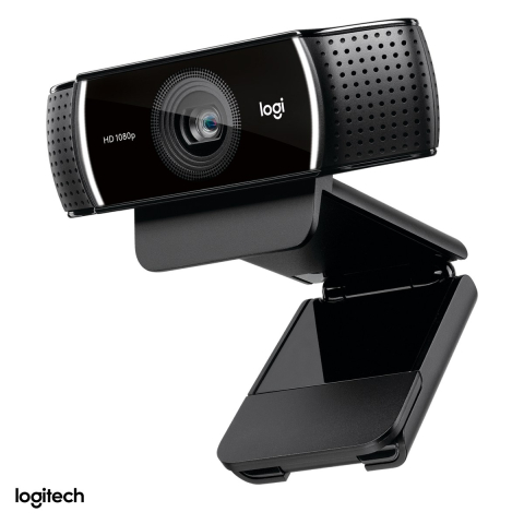 Accesorii IT - Camera web pentru streaming Logitech C922 Pro Stream, Full HD 1080p/30 fps si 720p/60 fps, USB-A, autofocus, microfoane stereo, trepied inclus, negru, 960-001088