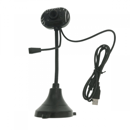 Camere Web - Camera Web USB, cu suport birou, microfon, brat flexibil, nightvision, 480p, neagra