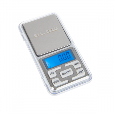 Masurare greutati - Cantar de precizie, Blow JS11 12073, 0.01gr-500gr, ecran LCD, suprafata suport masurare 50 x 55 mm, argintiu