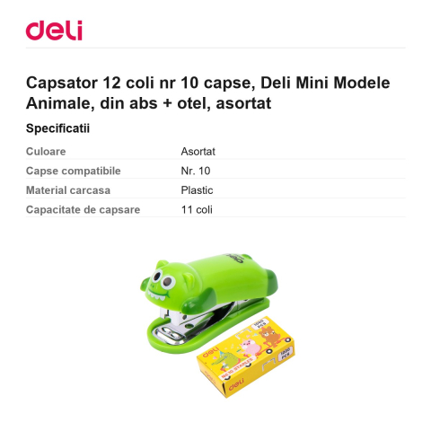 Capsator 12 coli nr 10 capse, Deli Mini Modele Animale, din abs + otel, asortat [2]