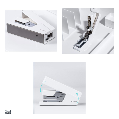 Capsator 25 coli 26/6 corp metal 081, Nusign, cu baza antiderapanta, pentru capse 24/6, alb [3]