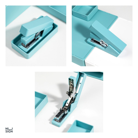 Capsator 25 coli 26/6 corp metal bleu 081, Nusign, cu baza antiderapanta, pentru capse 24/6, albastru [3]