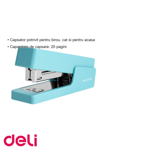 Capsator Deli 20 coli, capse 24/6 si 26/6, albastru, pentru birou si acasa [2]