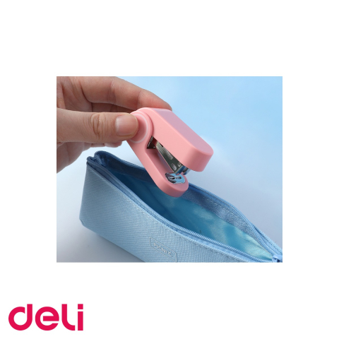 Capsator Deli din plastic reciclat, 15 coli, capse 24/6, culori pastel, pentru birou si acasa [4]