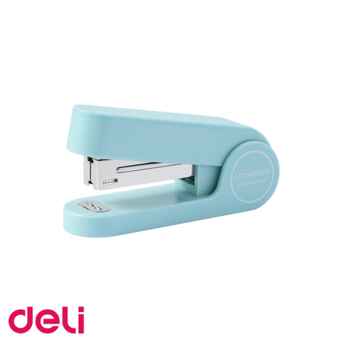 Capsatoare si decapsatoare - Capsator Deli din plastic reciclat, 25 coli, capse 24/6, bleu, baza antiderapanta, pentru birou si acasa