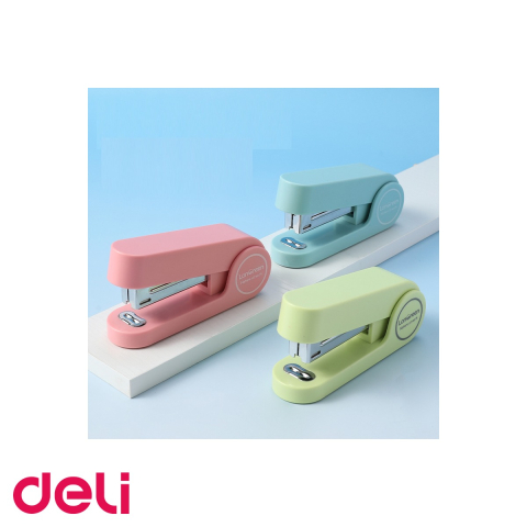 Capsator Deli Longreen 25 coli, capse 24/6, plastic reciclat 50%, verde, pentru birou si acasa [4]