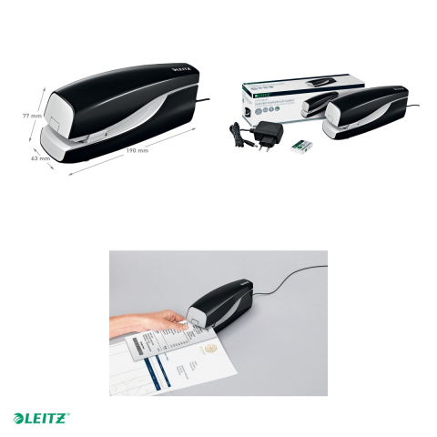 Capsator electric Leitz 5533 NeXXt Series, cu adaptor, capsare 20 coli, 1000 capse e2 incluse, negru [3]