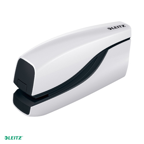 Capsatoare - Capsator electric Leitz WOW NeXXt Series, cu baterii, capsare 10 coli, 1000 capse e1 incluse, alb