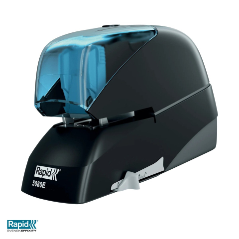Birotica papetarie - Capsator electric Rapid Supreme 5080E, 80 coli, cu caseta de 5000 capse, negru