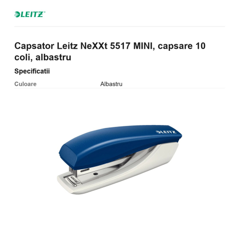 Capsator Leitz NeXXt 5517 MINI, capsare 10 coli, albastru [2]