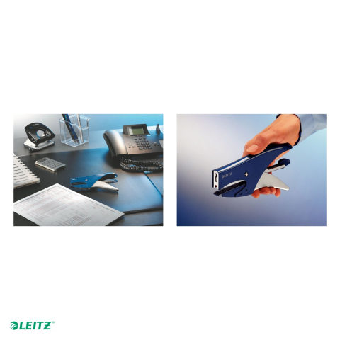 Capsator metalic Leitz 5547 tip cleste, capsare 15 coli, albastru Metal [4]