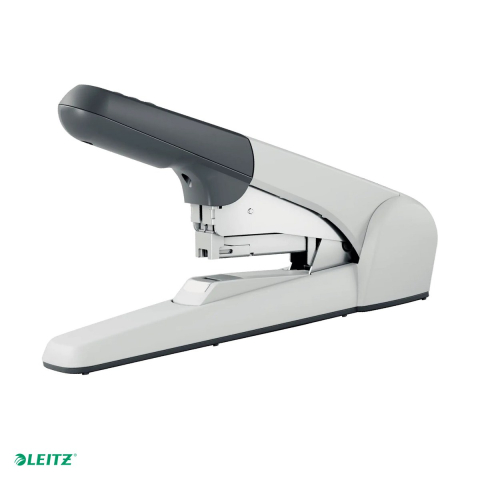 Capsatoare - Capsator metalic Leitz 5552 de mare capacitate, capsare plata, capsare 60 coli, 1000 capse P5 incluse, pentru arhivare, alb