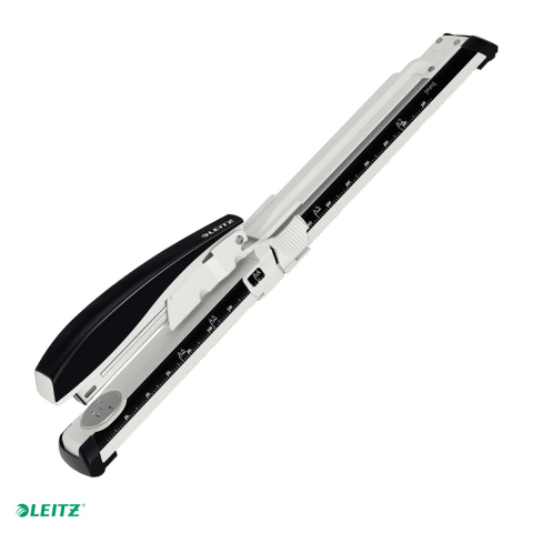 Capsatoare - Capsator metalic Leitz 5560 NeXXt Series cu brat lung, capsare 40 coli, 200 capse P3 incluse, negru