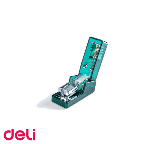 Capsator mini Deli NuSign, 12 coli, capse 24/6, verde transparent, pentru birou si acasa [3]