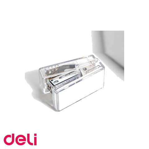Capsator mini Deli NuSign transparent, 12 coli, capse 24/6 si 26/6, pentru birou si acasa [3]