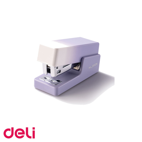 Capsatoare si decapsatoare - Capsator mini Deli NuSign, violet, capacitate 12 coli, capse 24/6 si 26/6, pentru birou si acasa