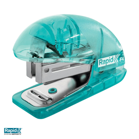 Capsatoare - Capsator mini Rapid Colour'Breeze F4, 10 coli, pentru capse 24/6 si 26/6, albastru