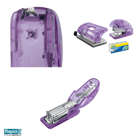 Capsator mini Rapid Colour'Breeze F4, 10 coli, pentru capse 24/6 si 26/6, lavanda [3]