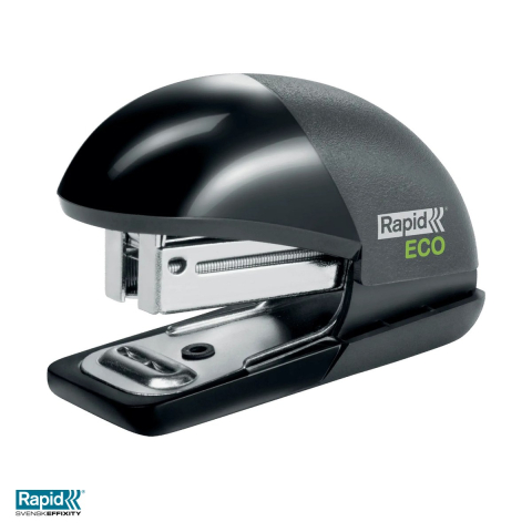 Capsatoare - Capsator mini Rapid Eco, 10 coli, pentru capse 24/6 si 26/6, din plastic reciclat, 33x47x47 mm, negru