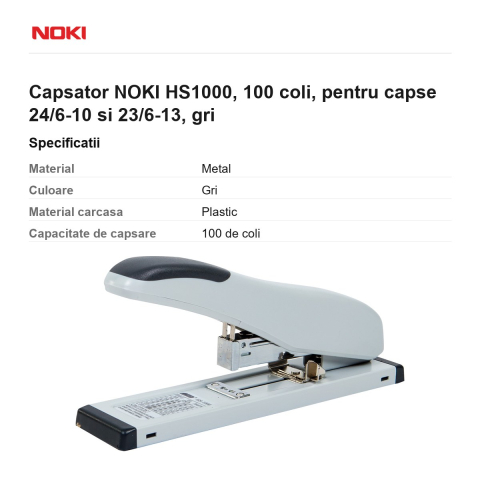 Capsator NOKI HS1000, 100 coli, pentru capse 24/6-10 si 23/6-13, gri [2]