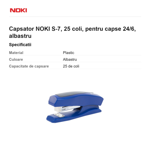 Capsator NOKI S-7, 25 coli, pentru capse 24/6, albastru [2]