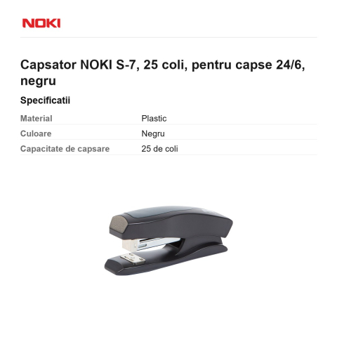 Capsator NOKI S-7, 25 coli, pentru capse 24/6, negru [2]
