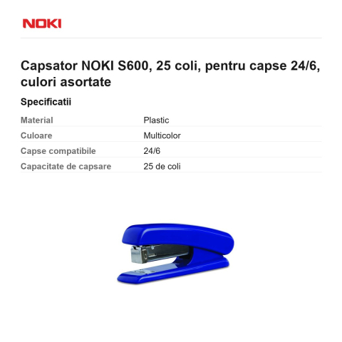 Capsator NOKI S600, 25 coli, pentru capse 24/6, culori asortate [2]