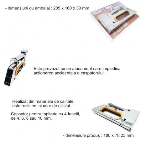 Capsator pentru tapiterie, din inox, cu 4 functii si blocare manuala [4]