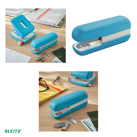 Capsator plastic Leitz Cosy 5567, capsare 30 coli, albastru Celest [4]