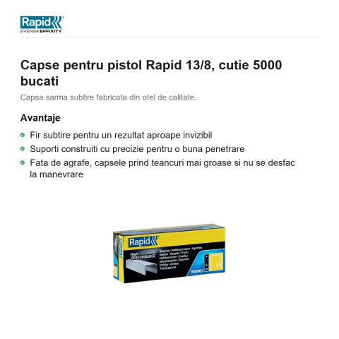 Capse pentru pistol Rapid 13/8, cutie 5000 bucati [1]