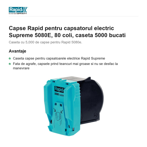 Capse Rapid pentru capsatorul electric Supreme 5080E, 80 coli, caseta 5000 bucati [1]