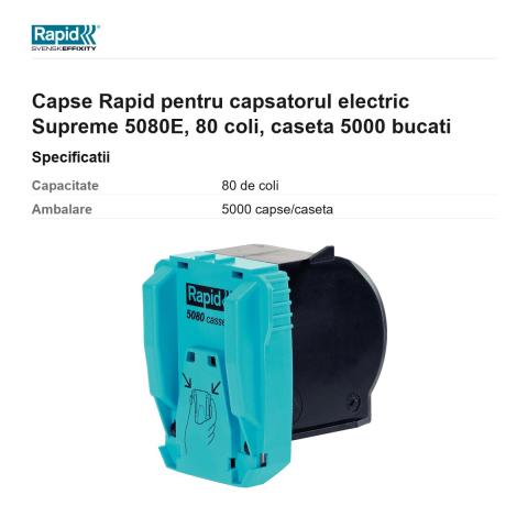 Capse Rapid pentru capsatorul electric Supreme 5080E, 80 coli, caseta 5000 bucati [2]