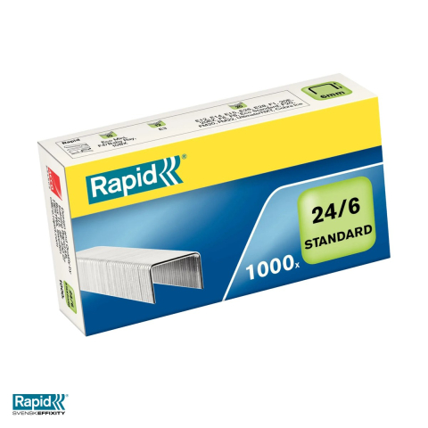 Capse pentru capsator - Capse Rapid Standard 24/6, 20 coli, cutie 1000 bucati