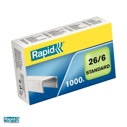 Capse pentru capsator - Capse Rapid Standard 26/6, 20 coli, cutie 1000 bucati