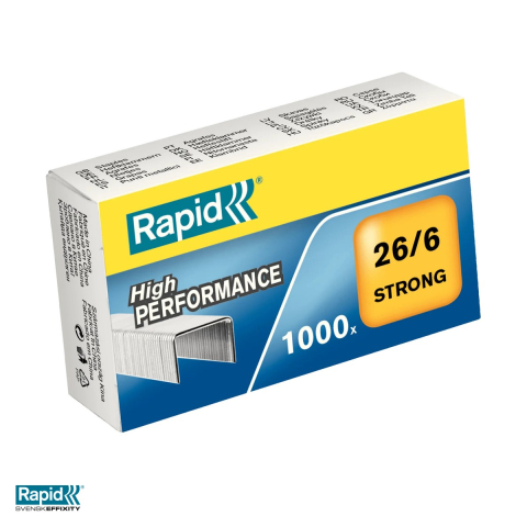 Capse pentru capsator - Capse Rapid Strong 26/6, 30 coli, cutie 1000 bucati