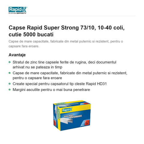 Capse Rapid Super Strong 73/10, 10-40 coli, cutie 5000 bucati [1]