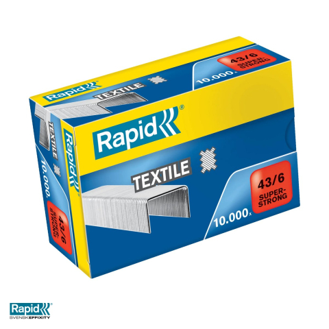 Capse pentru capsator - Capse textile Rapid Super Strong 43/6, cutie 10000 bucati