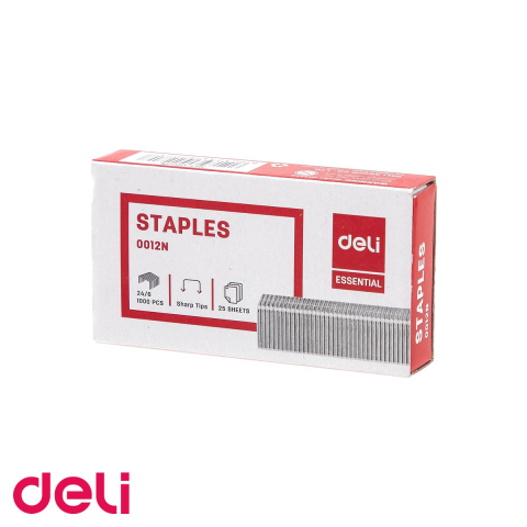 Capse pentru capsator - Capse zincate 24/6 Deli, pentru capsator standard, capseaza pana la 30 de coli